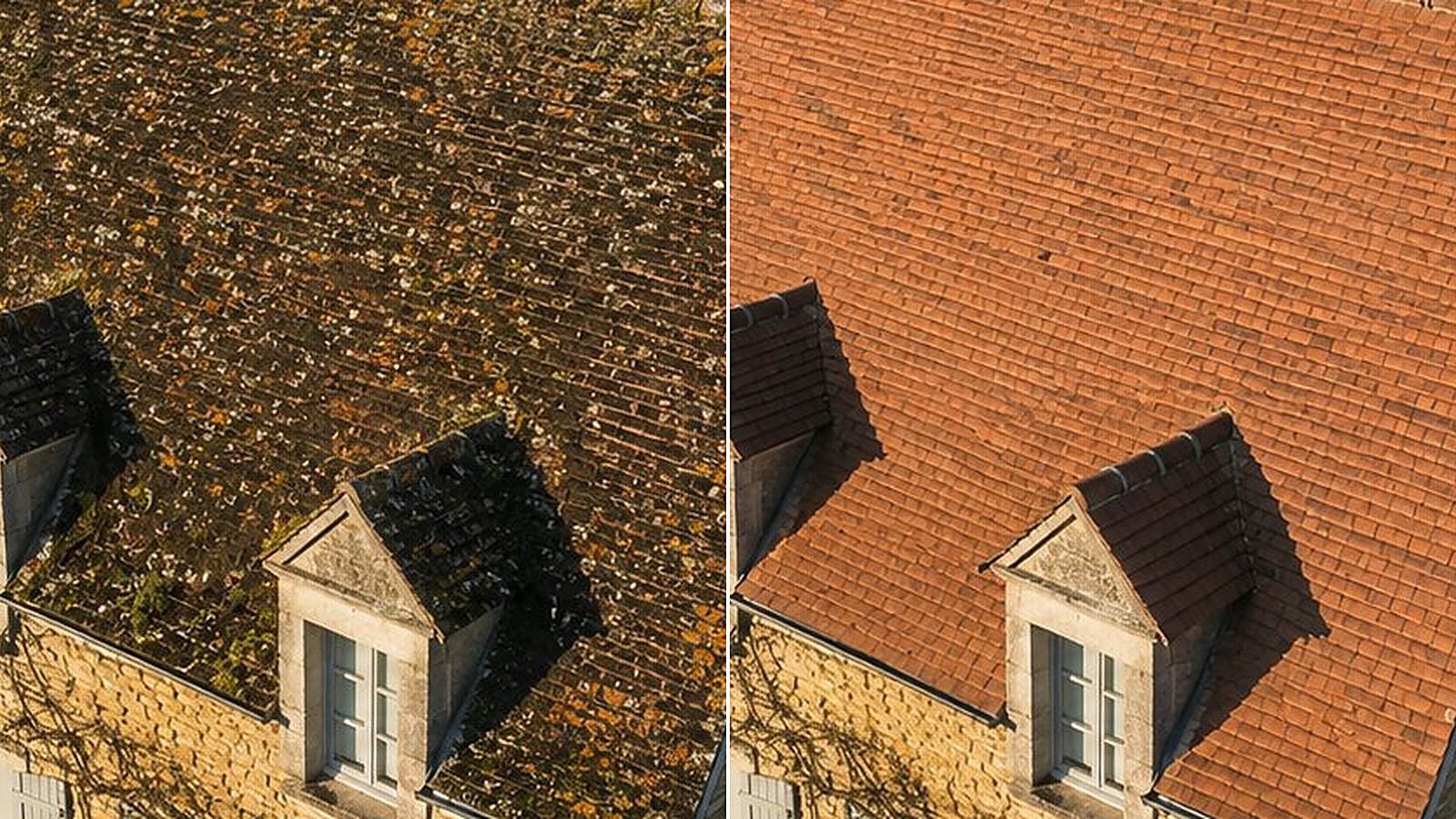Nettoyage toiture par drone à Chartres (28000) - ardoise centre historique + tuile mécanique périphérie