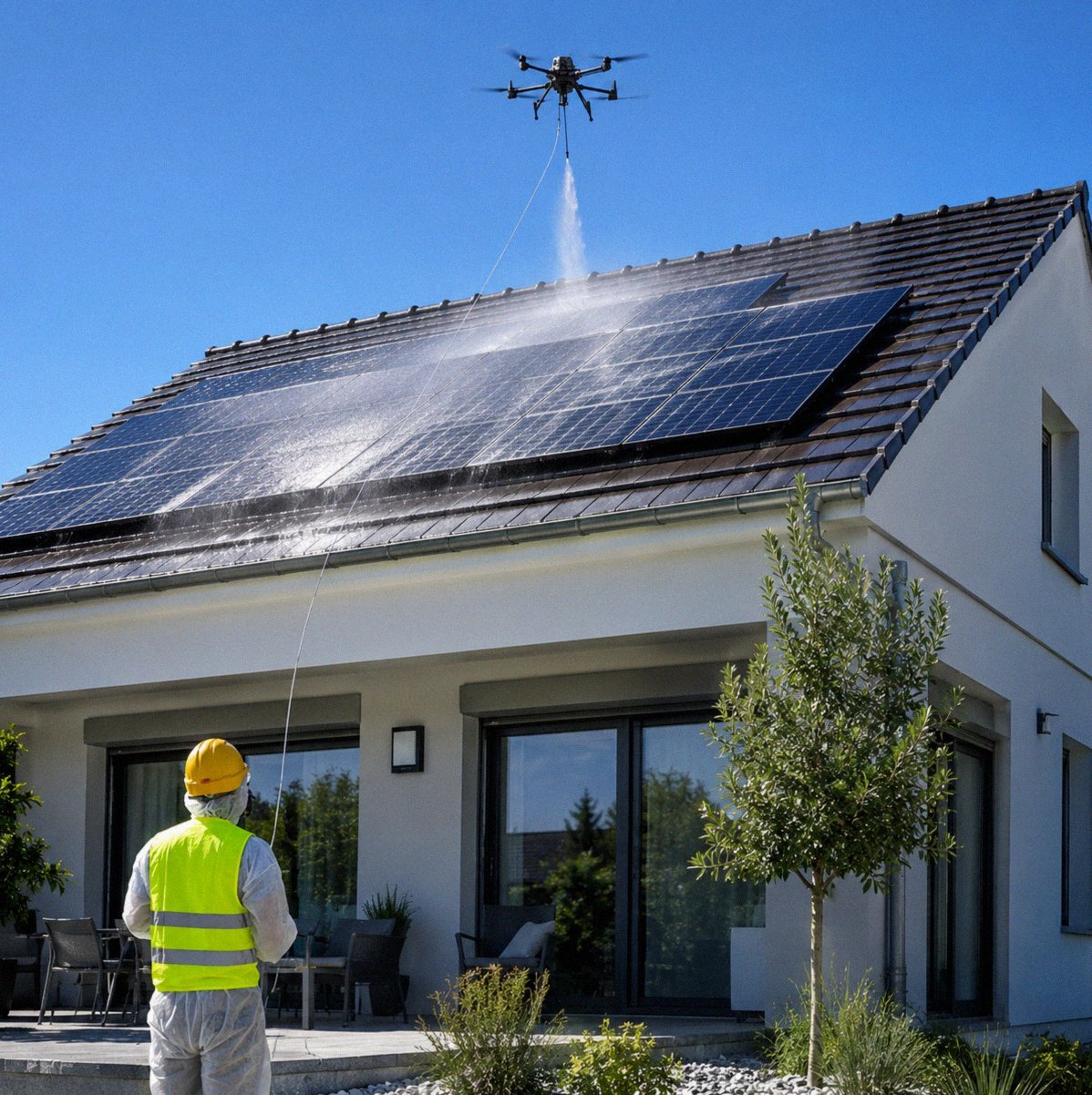 Avant et apres démoussage par drone AltaClean dans l'Eure (27), maison patrimoniale