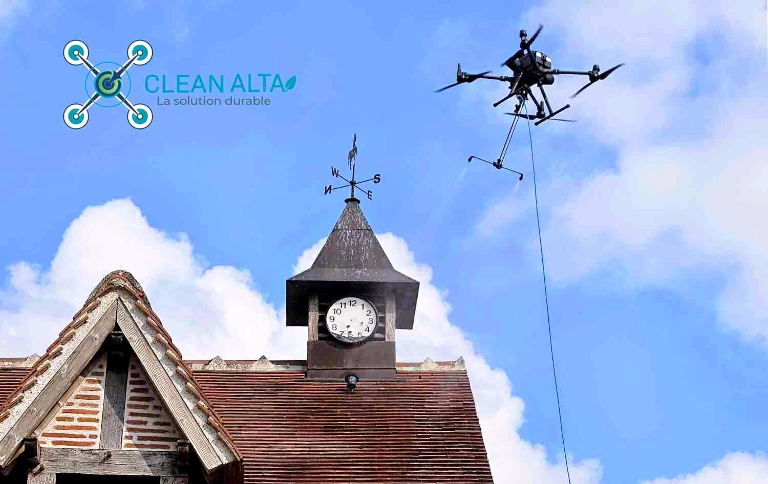 D&eacute;moussage drone clocheton patrimoine ancien Yvelines