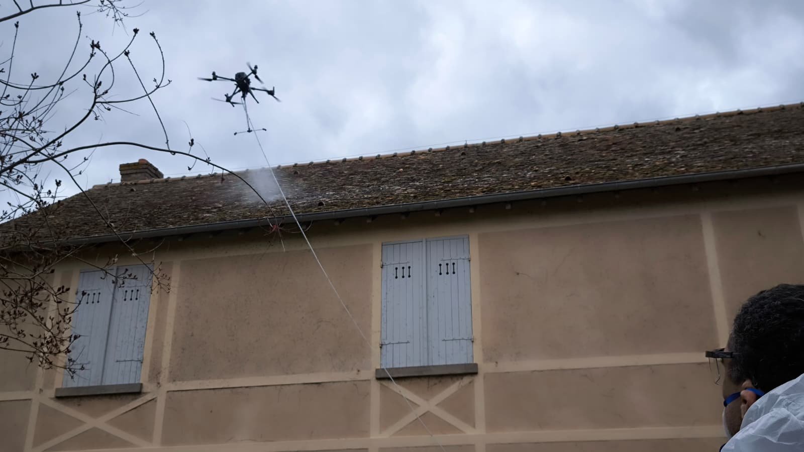 Drone demoussage en action